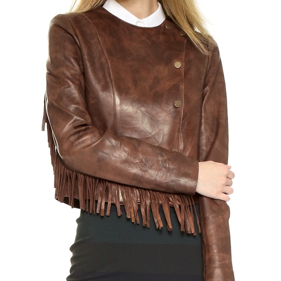 $1,495+ Veronica Beard LEATHER Fringe Jacket - Picture 7 of 7